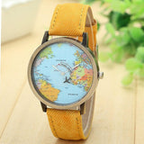 Fashion Watch Woman 2017 PU Leather Global Travel By Plane Map - Freemart Online