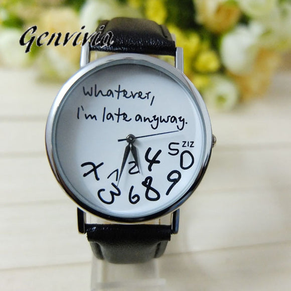 Genvivia Hot Women Leather Watch | Whatever I am Late Anyway | - Freemart Online